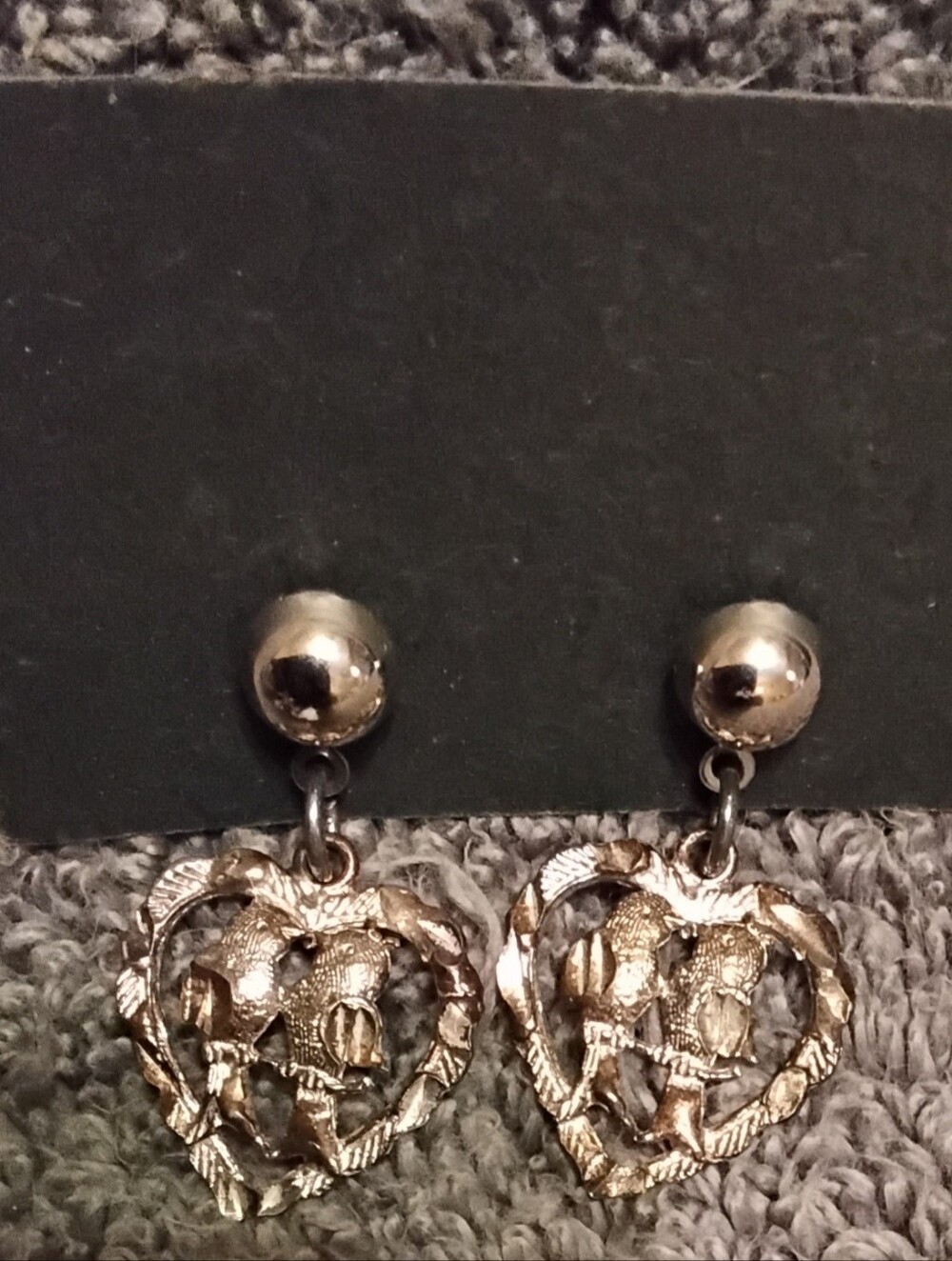 Silver-Tone Heart Lovebird Drop Earrings - Women Jewelry